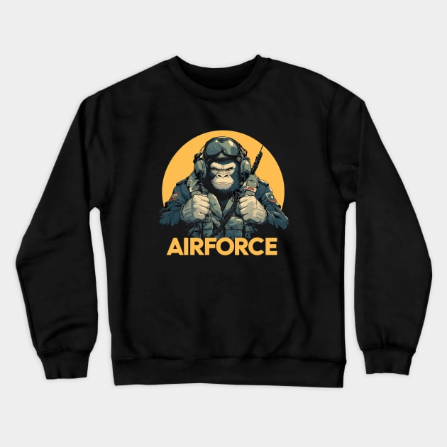 Air force gorilla Crewneck Sweatshirt by obstinator